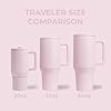 HydroJug Traveler - 40 oz Water Bottle with Handle & Flip Straw - Fits in Cup Holder, Leak Resistant Tumbler-Reusable Insulated Stainless Steel & Rubber Base - Gifts for Women & Men, Alumni Red