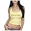 WDIRARA Women's Letter Rhinestone Racerback Crop Tank Top Y2k Square Neck Sleeveless Rib Knit Tops