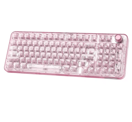 YUNZII X98 Pink QMK/VIA Wireless Transparent RGB Keyboard, Hot-Swap Gasket Mechanical Gaming Keyboard, Pre-lubed Knob Keyboard