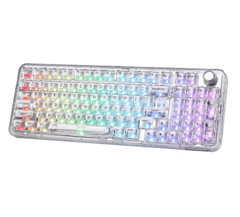 YUNZII X98 Pink QMK/VIA Wireless Transparent RGB Keyboard, Hot-Swap Gasket Mechanical Gaming Keyboard, Pre-lubed Knob Keyboard