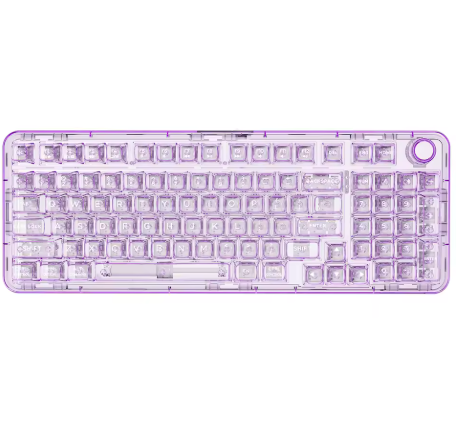 YUNZII X98 Pink QMK/VIA Wireless Transparent RGB Keyboard, Hot-Swap Gasket Mechanical Gaming Keyboard, Pre-lubed Knob Keyboard