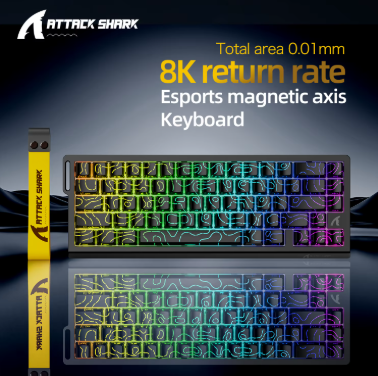 X68HE ATTACK SHARK Magnetic Gaming Keyboard Mechanical Wired for Pro Gaming 0.01mm Rapid Trigg 8000Hz SOCD/Rs 0.125ms 128K Rate