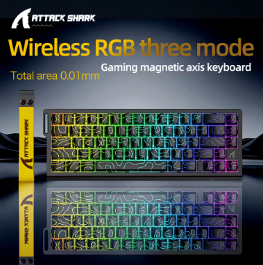 X68HE ATTACK SHARK Magnetic Gaming Keyboard Mechanical Wired for Pro Gaming 0.01mm Rapid Trigg 8000Hz SOCD/Rs 0.125ms 128K Rate