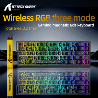 X68HE ATTACK SHARK Magnetic Gaming Keyboard Mechanical Wired for Pro Gaming 0.01mm Rapid Trigg 8000Hz SOCD/Rs 0.125ms 128K Rate