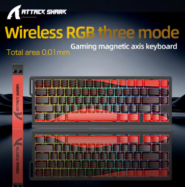 X68HE ATTACK SHARK Magnetic Gaming Keyboard Mechanical Wired for Pro Gaming 0.01mm Rapid Trigg 8000Hz SOCD/Rs 0.125ms 128K Rate